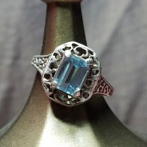 Vintage Sterling silver blue topaz ring